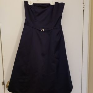 David's bridal navy strapless bridesmaid dress